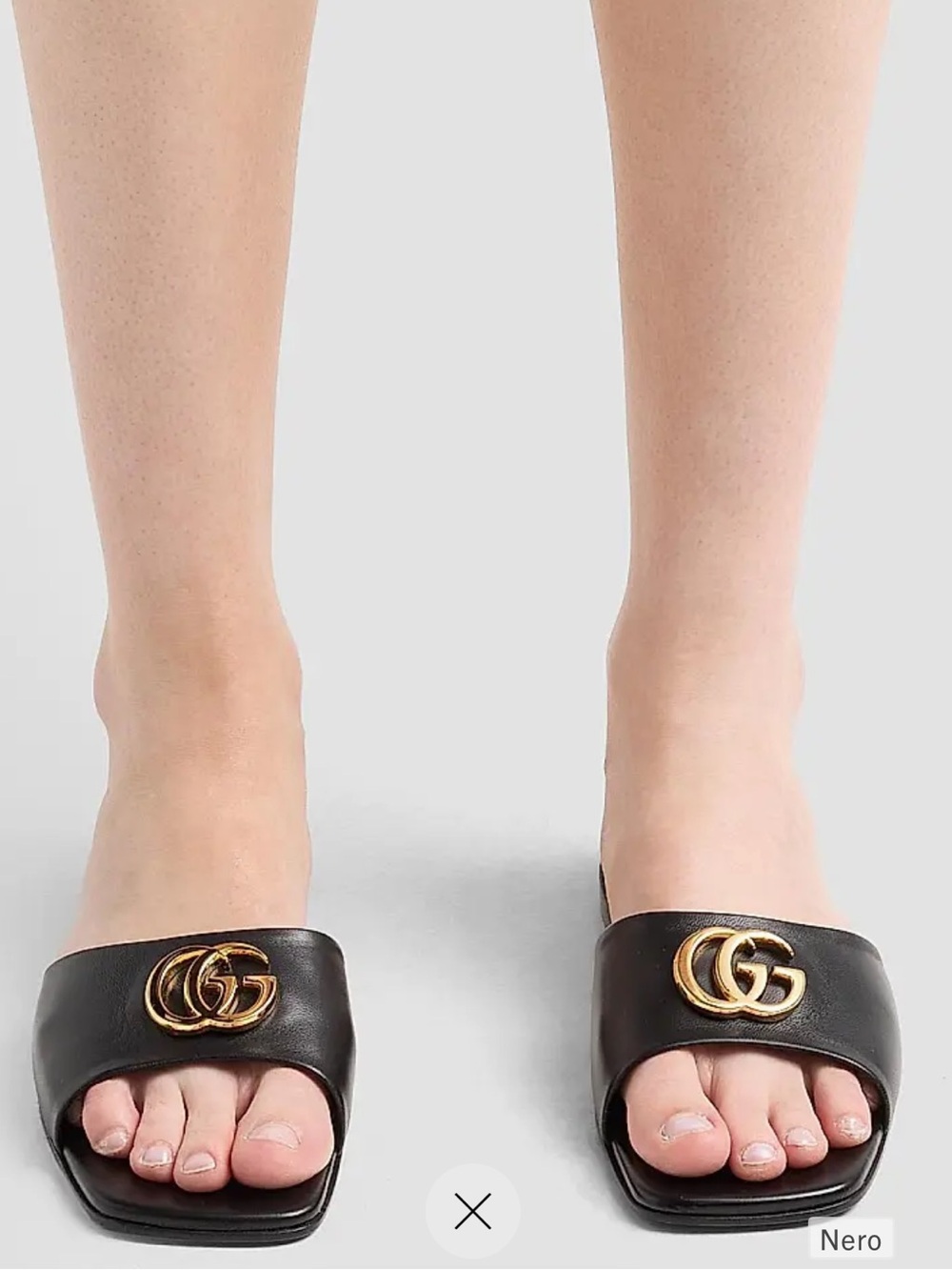 Gucci Black Leather Slides with Gold Double G Hardware NIB**Read Description**